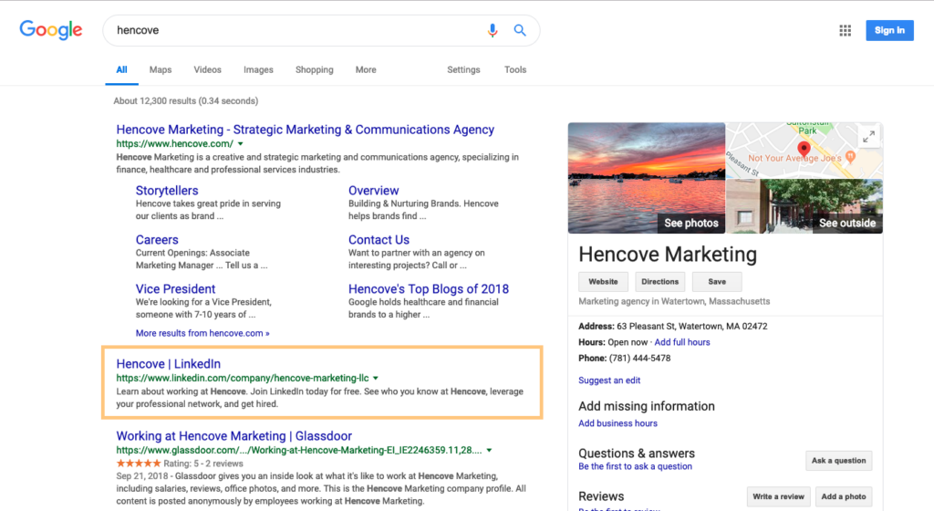 hencove google search result linkedin