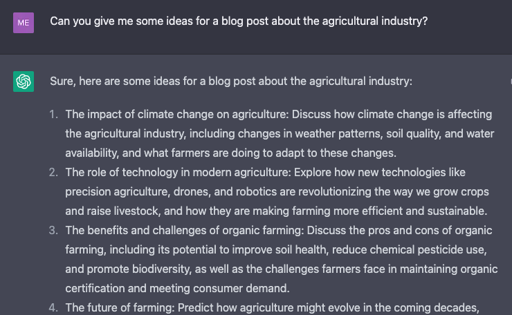 Agricultural+topics chat gpt